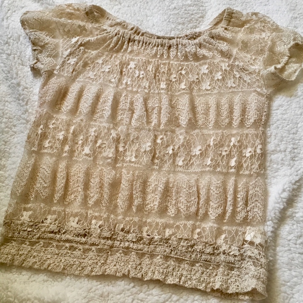 Tan/Beige lace top